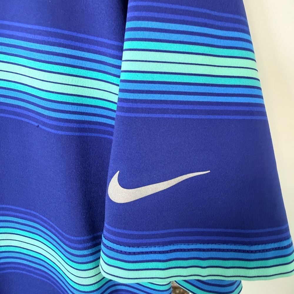Nike Men's Polo Shirt with Blue and Green Stripes - Picture 3 of 4